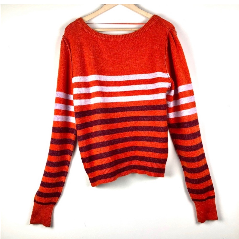 NWOT 🧡 Free People Orange Stripes fall sweater - Picture 3 of 6